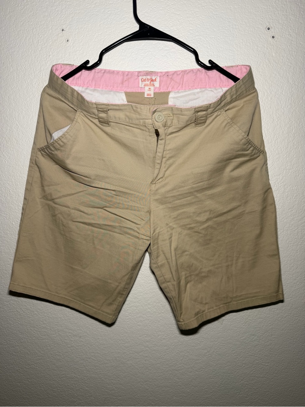 Cat & Jack Khaki Shorts with Pink Waistband Accent